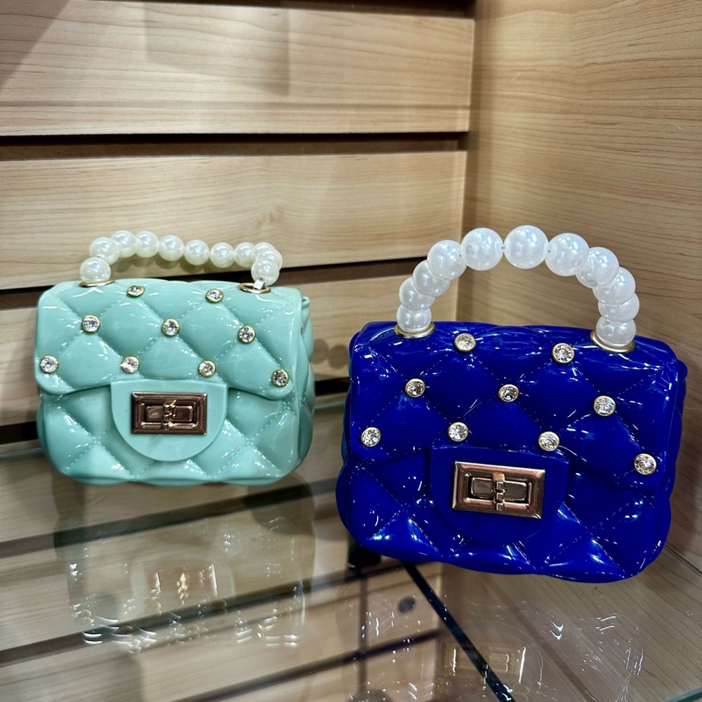 Elegant Blue and Mint studded PVC Handbags